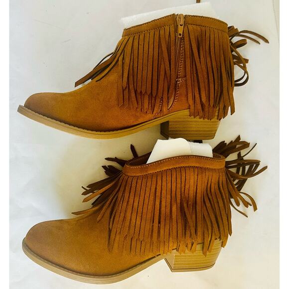J Adam’s Shoes - J. Adam’s Western Fringe Ankle Boots Tan Size 10